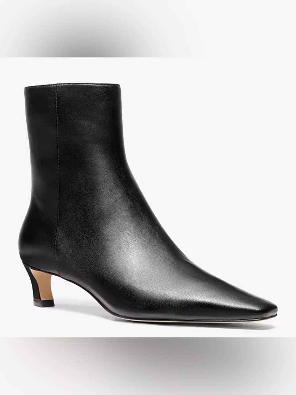 Michael Kors Classic Black Leather Pointed-Toe Ankle Boots with Gold Zipper NWOT